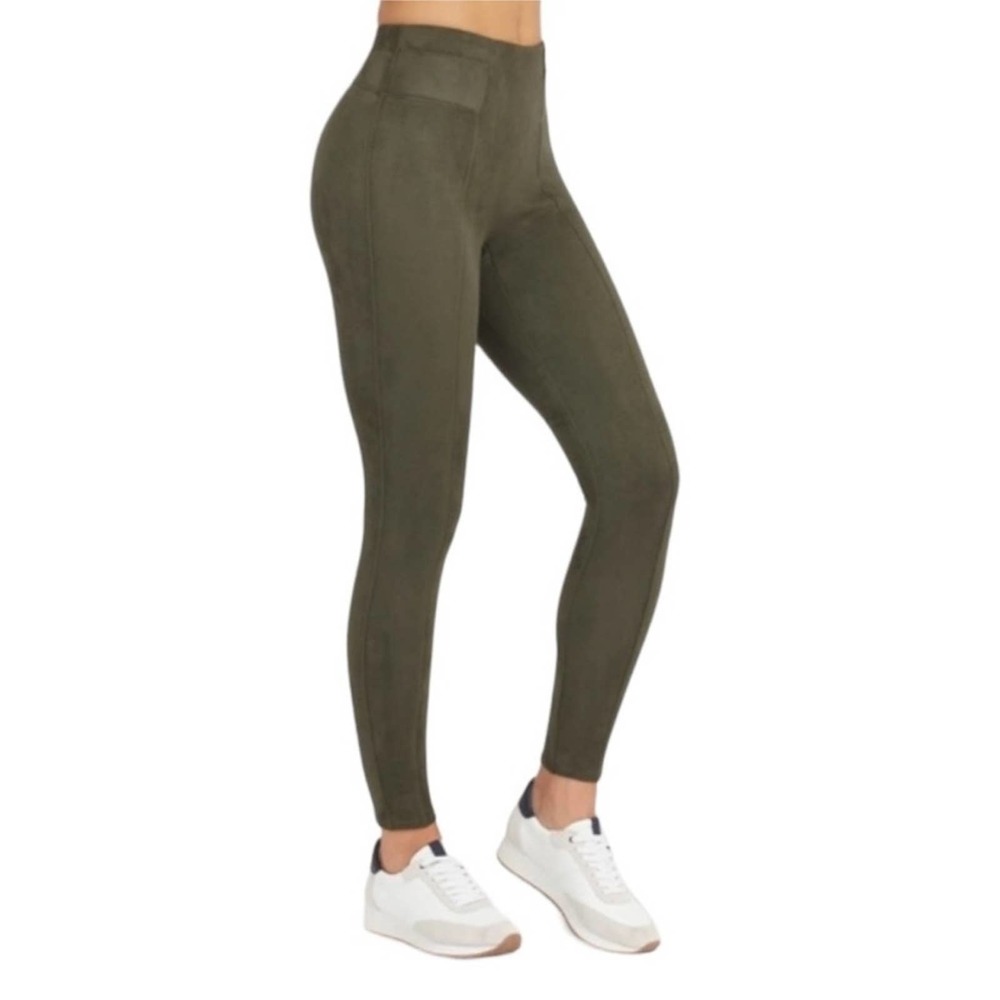 SPANX Olive Green Faux-Suede Leggings